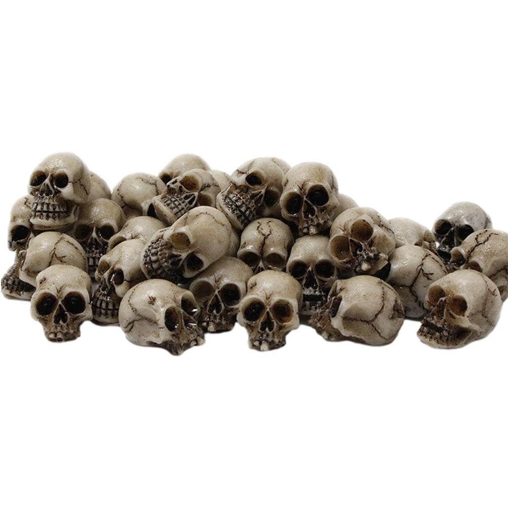 20Pcs Mini Skull Heads Collectable Halloween Gothic Skull Sculptures Creative Festival Theme Landscape Garden Potted Plant Decor - P12 Hub Europe
