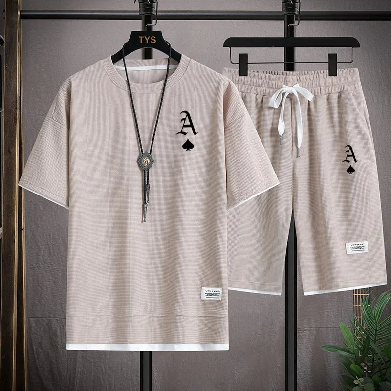 Men's casual and fashionable sportswear, summer outdoor short-sleeved T-shirts and sports shorts, and daily casual two-piece set