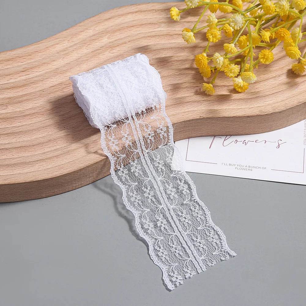 (5 yards/roll) 45mm White lace fabric Webbing Decoration Lovely gift packing Material - P12 Hub Europe