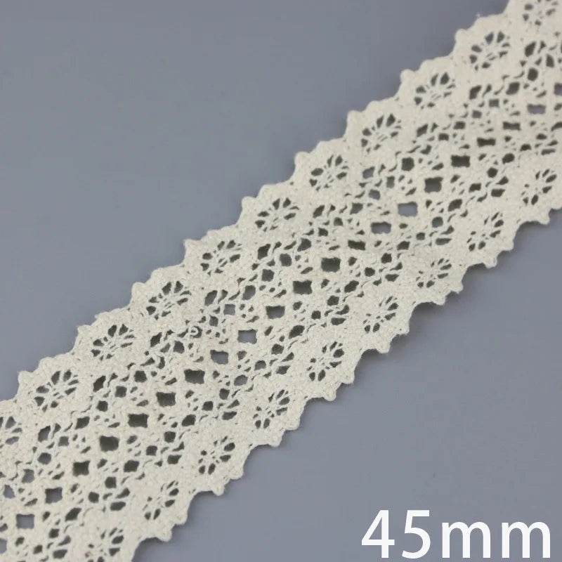 (5Meter/roll) White Beige Cotton Embroidered Lace Net Ribbons Fabric Trim DIY Sewing Handmade Craft Materials - P12 Hub Europe