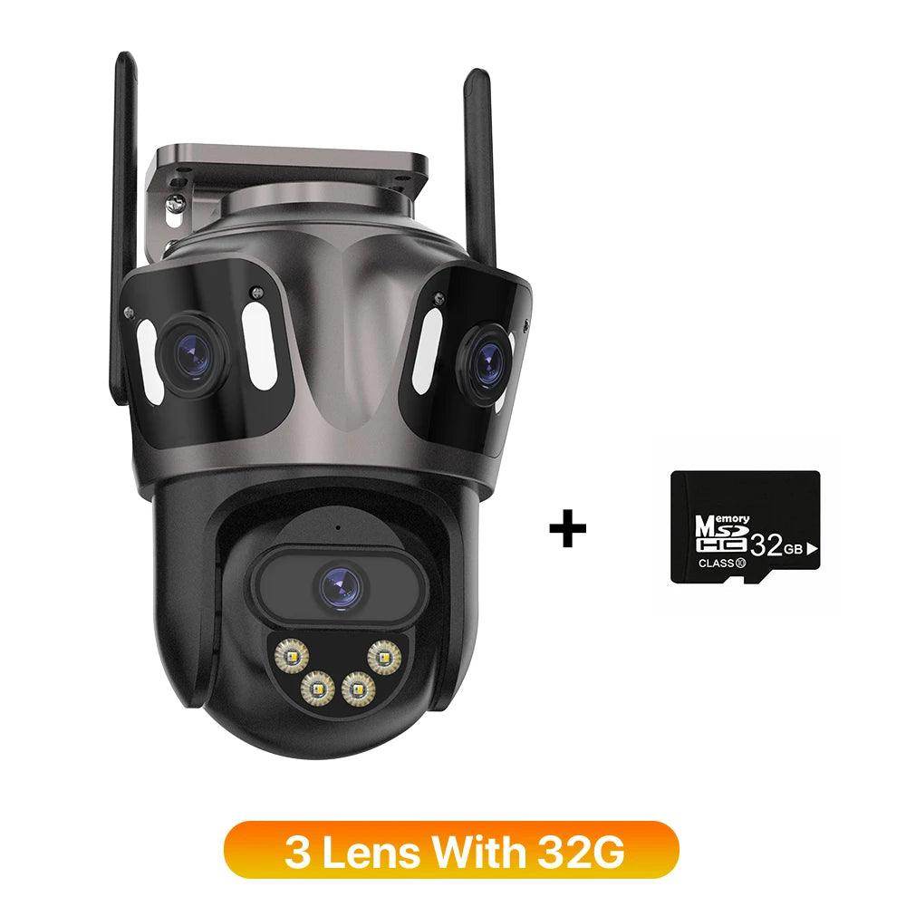 Outdoor Camera 4K 8MP 3-Lens Outdoor Cam | AI Track, PTZ, Color Night - P12 Hub Europe