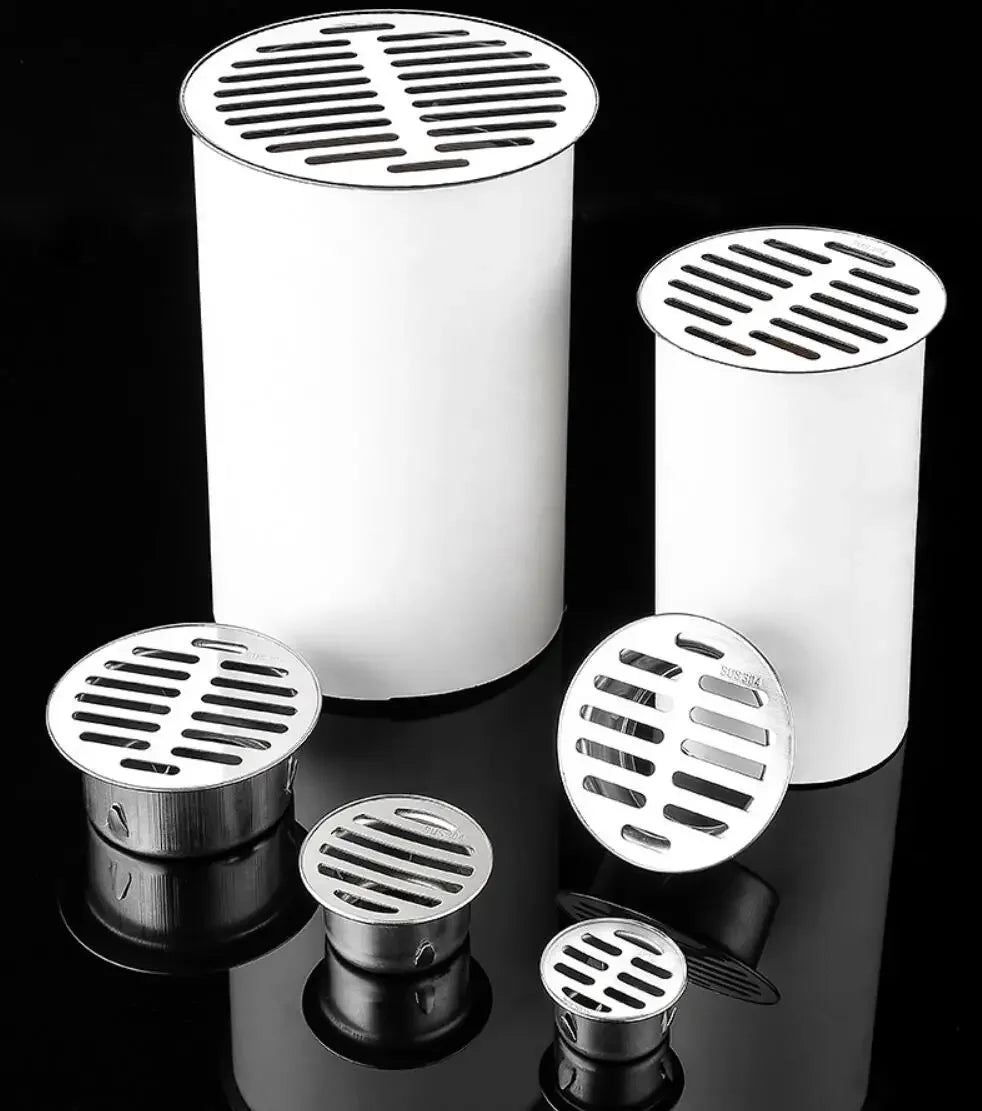 Balcony Drainage Roof Round Floor Drain Cover Rain Pipe Cap Stainless Steel Hair Waste Collector For Kitchen Bathroom Parts