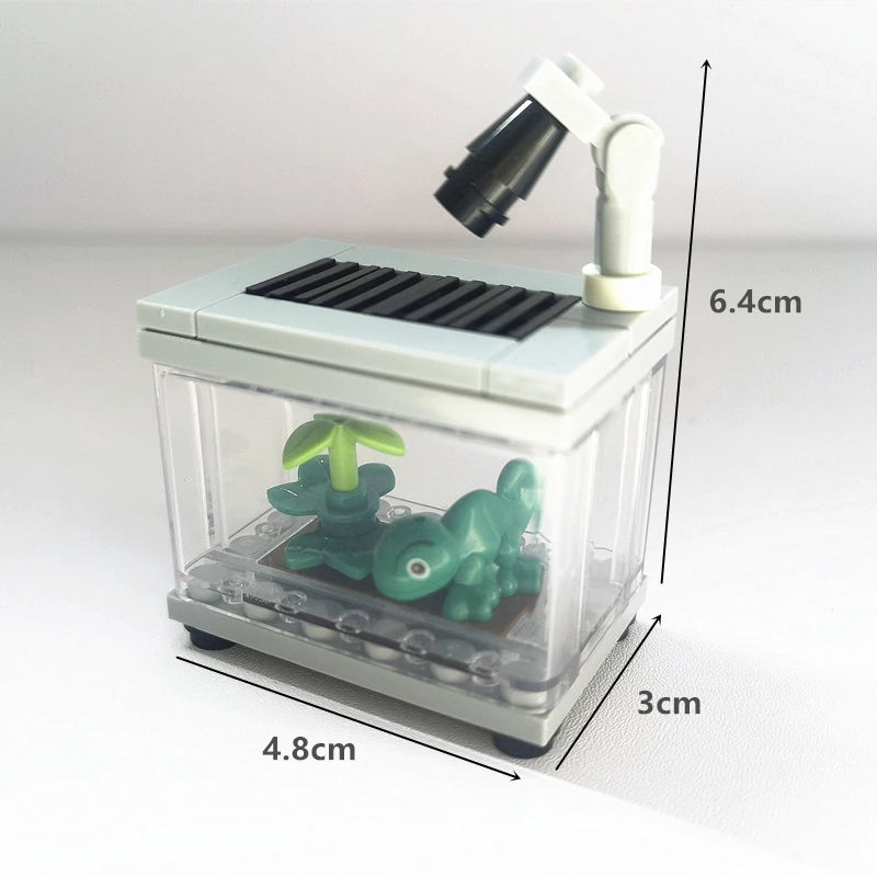 City Friends Fish Tank Building Blocks MOC Assemble Toys ClownFish Turtle Lizard Pet Blocks DIY Toy Creative Toys for Kids Gift