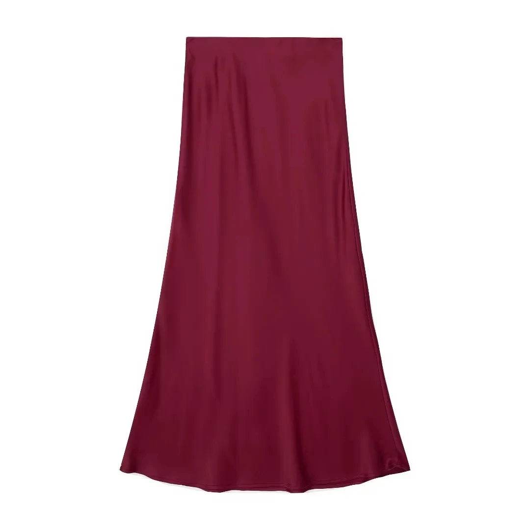 Women's Y2K Satin Midi Skirt - P12 Hub Europe