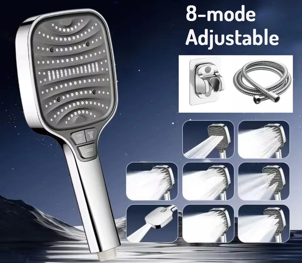 7 Modes Large Shower Head Adjustable One Key Stop Bathroom High-pressure Water-saving Shower Mixer Nozzles Bathroom Accessories