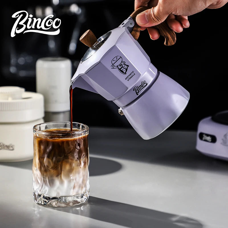 Bincoo Double Valve Moka Pot Espresso Latte Brewing Coffee Extraction Pot Electric Stove Heating 220V Home Barista Accessories