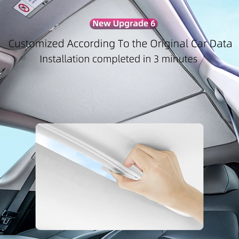 For Tesla Model 3 Y 2021-2025 New Upgrade Ice Cloth Buckle Sun Shades Glass Roof Sunshade Front Rear Sunroof Skylight