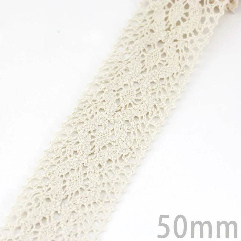 (5Meter/roll) White Beige Cotton Embroidered Lace Net Ribbons Fabric Trim DIY Sewing Handmade Craft Materials - P12 Hub Europe