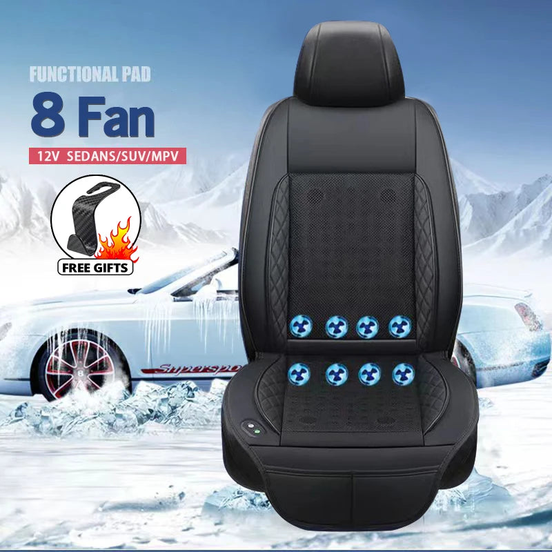 DC 12V 3D Spacer Car Summer Cool Air Seat Cushion With Massage Fast Blowing Ventilation Seat Cooling Pat Refrigerated Seat