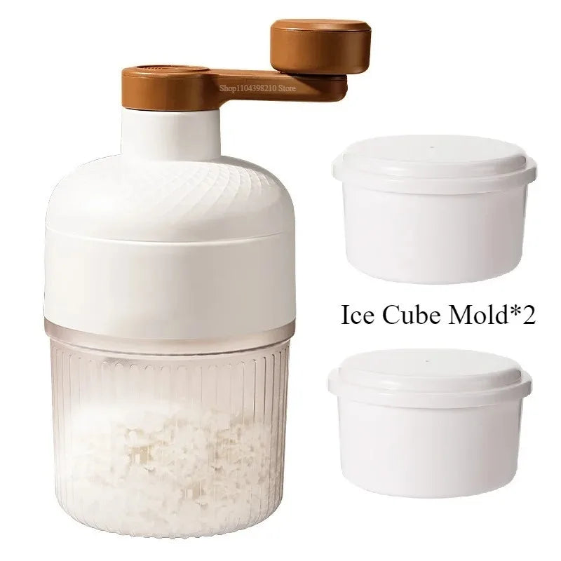 Household Small Size Hand-Operated Making Smoothie Machine with Ice Cube Mold Kitchen Hand Shaved Ice Breaker Ice Crusher