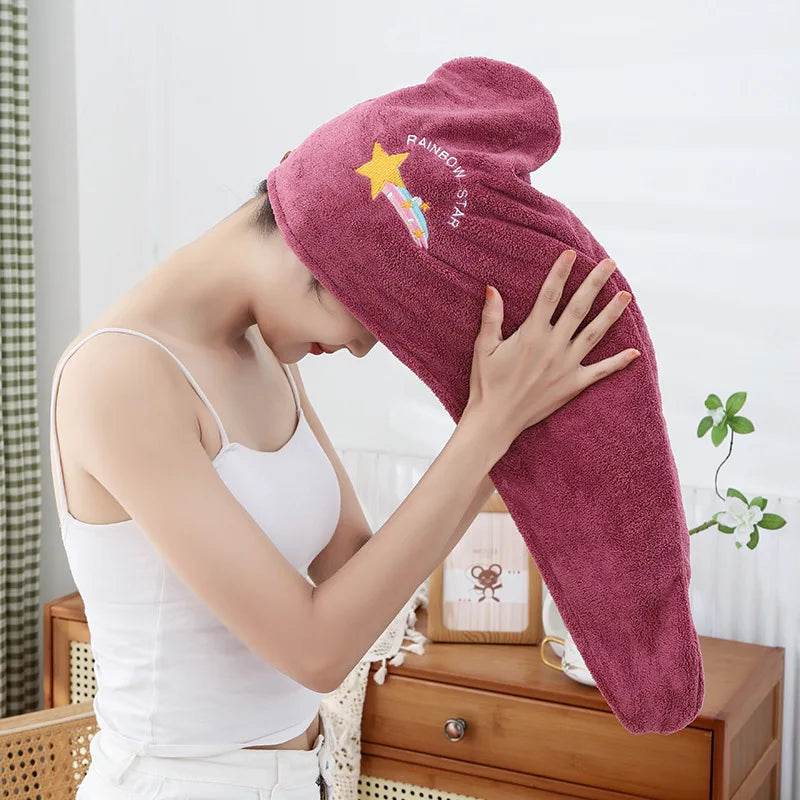 1pc Quickly Dry Hair Hat Super Absorbent Soft Bathroom Women Head Towels Girls Cute Hair Towel Hair Dry Wrap Bonnets - P12 Hub Europe