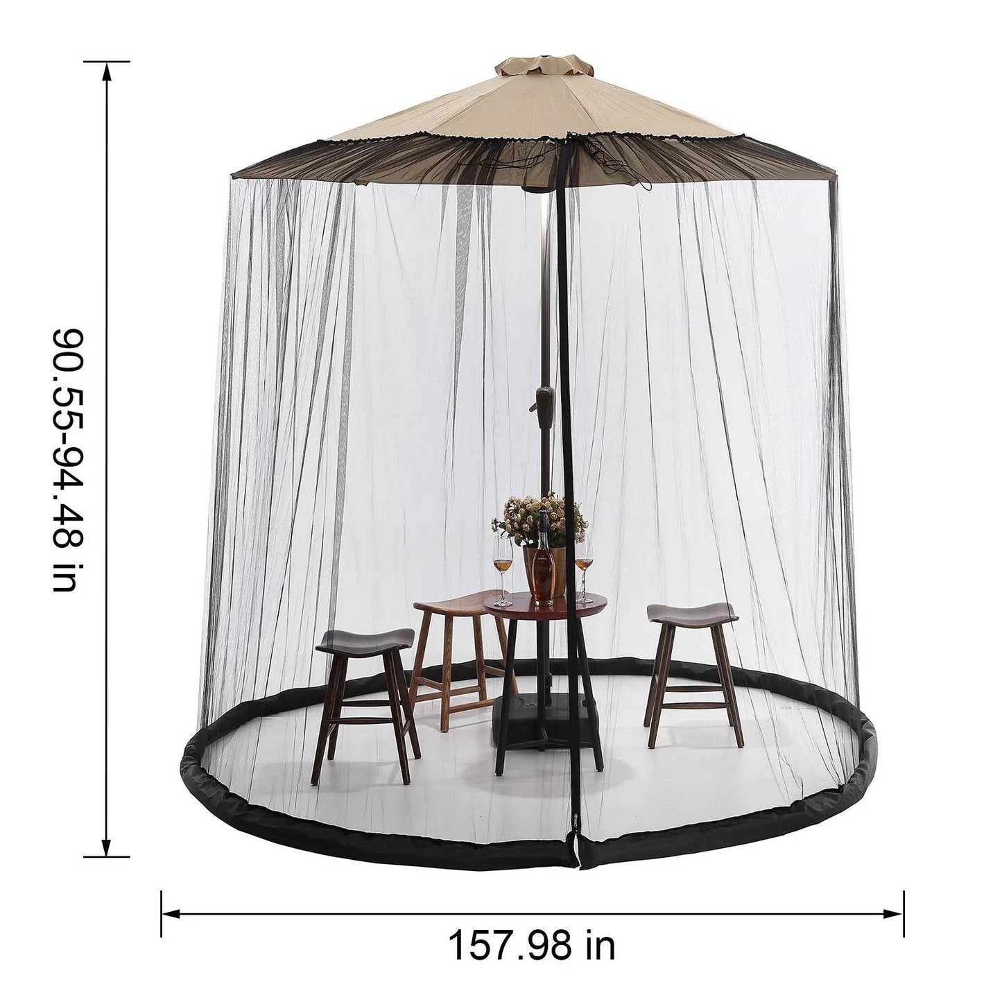 Parasols Net Adjustable Mosquito Net Cover Screen for Garden Umbrella Parasol Patio Table Bug Netting Cover with 2 Zipper Doors - P12 Hub Europe
