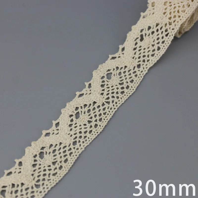 (5Meter/roll) White Beige Cotton Embroidered Lace Net Ribbons Fabric Trim DIY Sewing Handmade Craft Materials - P12 Hub Europe