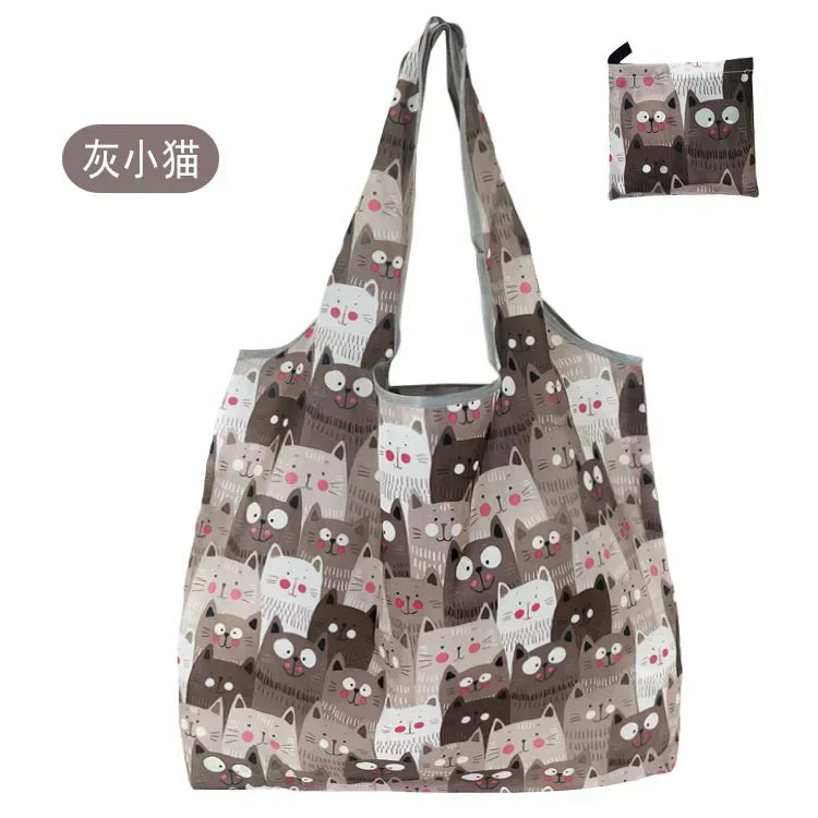 Large Reusable Shopping Bag for Women Shopper Tote Folding Bag Eco-Friendly Reusable Foldable Grocery Case Handbags Storage Bags