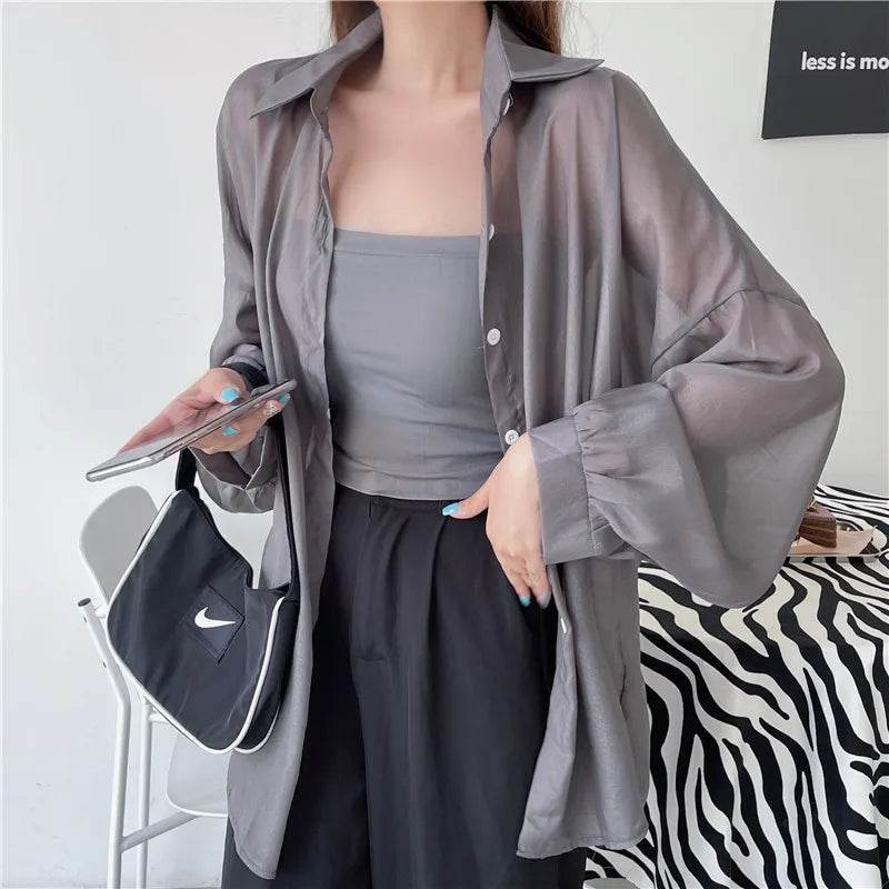 Semi Sheer Button Down Shirt - P12 Hub Europe