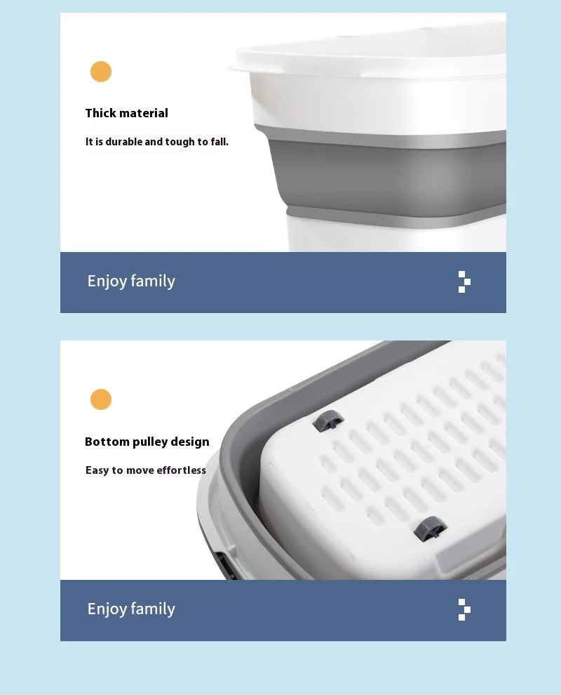 Portable Silicone Bucket, Used for Household Large Mop Bucket Rectangular Thickened Plastic Folding Car Washing Bucket, Water St