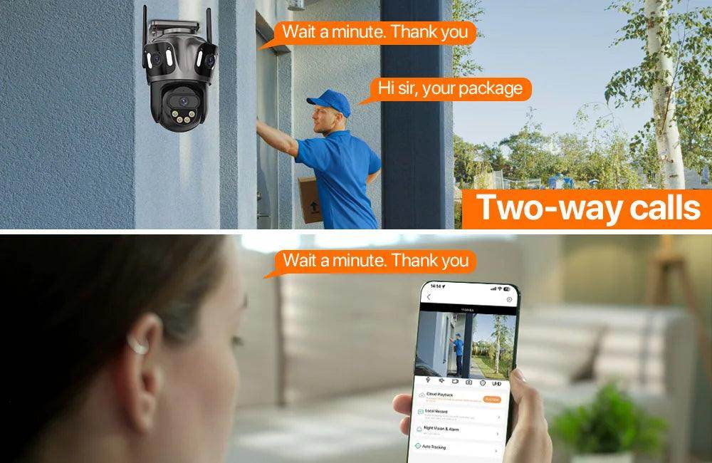 Outdoor Camera 4K 8MP 3-Lens Outdoor Cam | AI Track, PTZ, Color Night - P12 Hub Europe