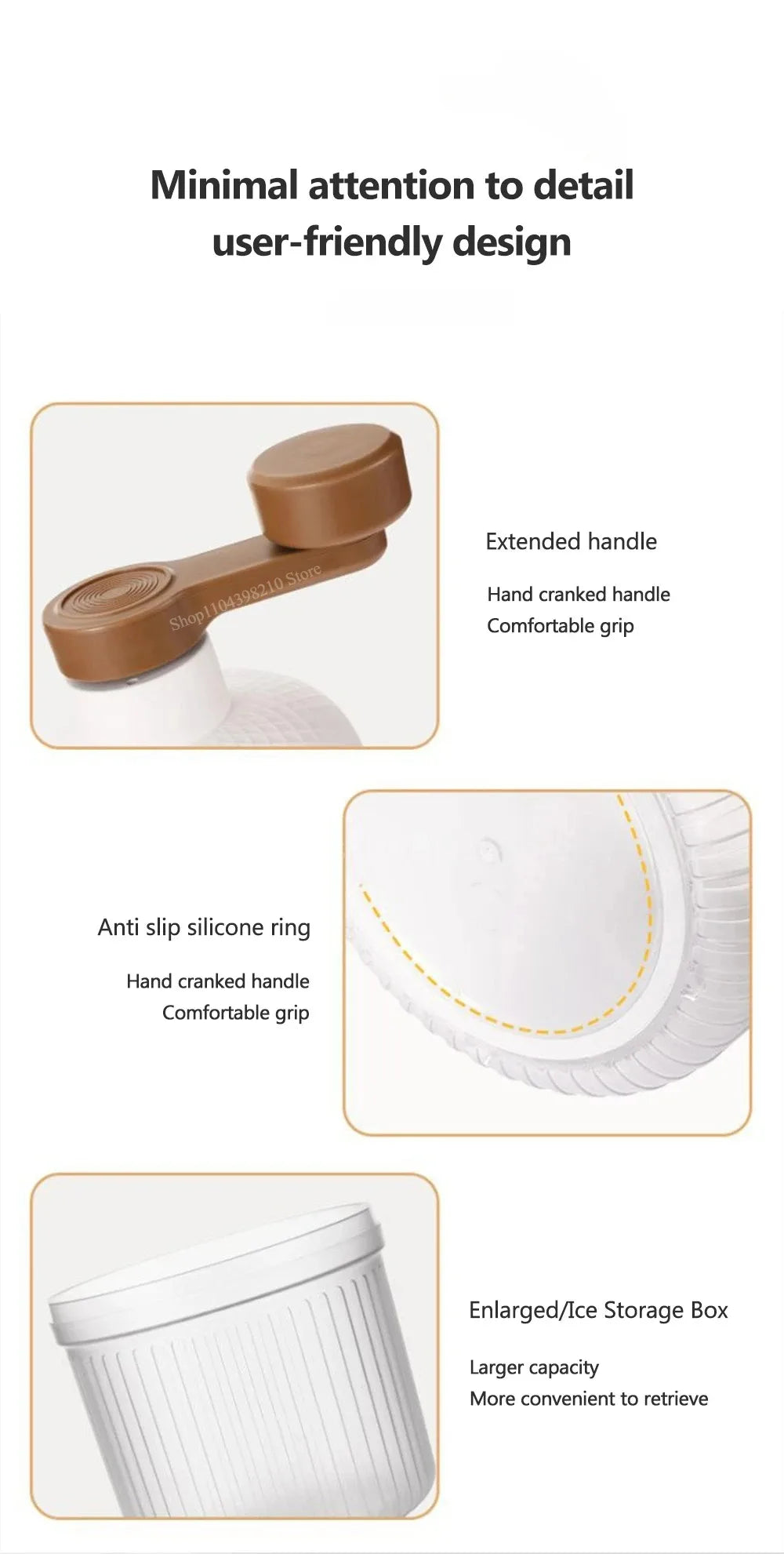 Household Small Size Hand-Operated Making Smoothie Machine with Ice Cube Mold Kitchen Hand Shaved Ice Breaker Ice Crusher