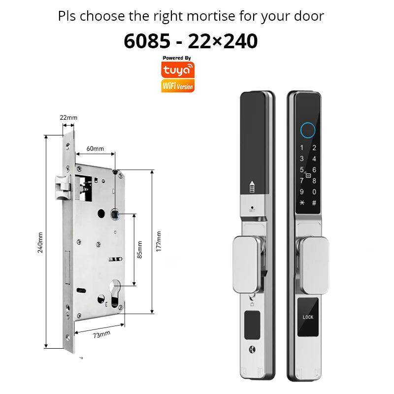 WiFi Sliding Door Lock | IP66, Fingerprint, Card, Code, Glass/Aluminum - P12 Hub Europe