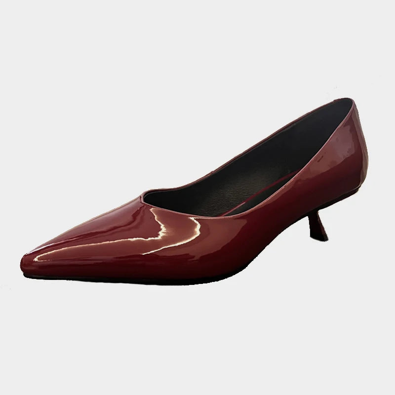 JOZHAMTA Size 34-43 Women Pumps Real Leather Thin High Heels Shoes Vintage Pointed Toe Slip-On Shoes Classic Office Lady Dress