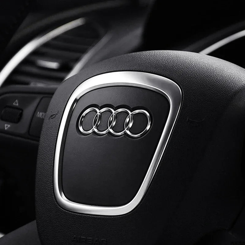 Car Steering Wheel Center Emblem Logo Sticker For AUDI Trim Frame Badge Decor Ring Cover Auto Accessories Q5 Q3 Q7 A3 A4 A6 S3