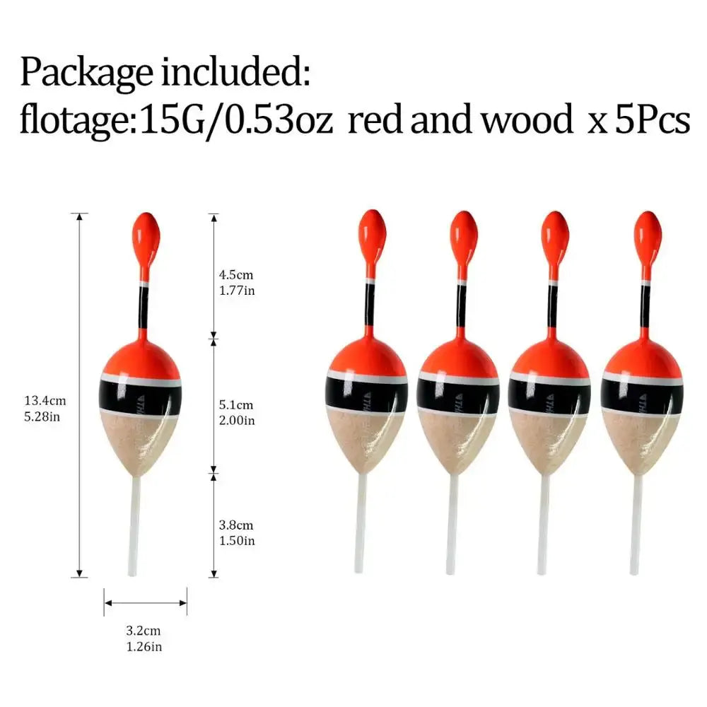 THKFISH 5pcs Fishing Floats Slip Bobber Rigs Balsa Wood Sea Fishing Float 5g 15g Buoyancy Fishing Buoys For Catfish Fishing