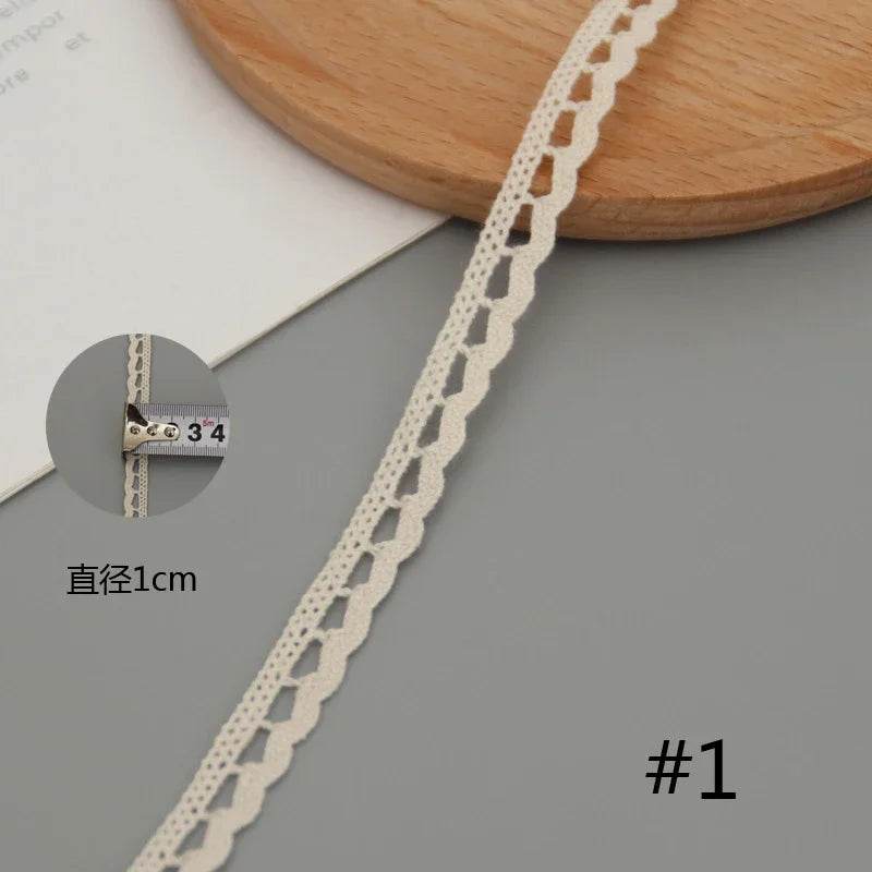 5M Cotton Lace Trim Sewing Crochet Lace Ribbon Beige Trim Lace Ribbon DIY Wedding Party Christmas Gift Decor Sewing Craft Supply - P12 Hub Europe
