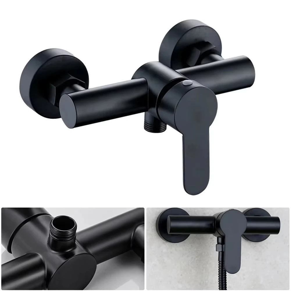 304 Stainless Steel Bathroom Shower Faucet Wall Mounted Triple Tub Faucet Hot and Cold Water Mixing Valve Faucet with G1/2 Inch