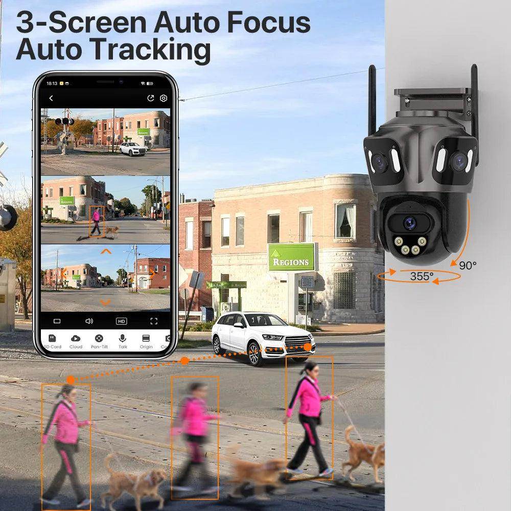 Outdoor Camera 4K 8MP 3-Lens Outdoor Cam | AI Track, PTZ, Color Night - P12 Hub Europe