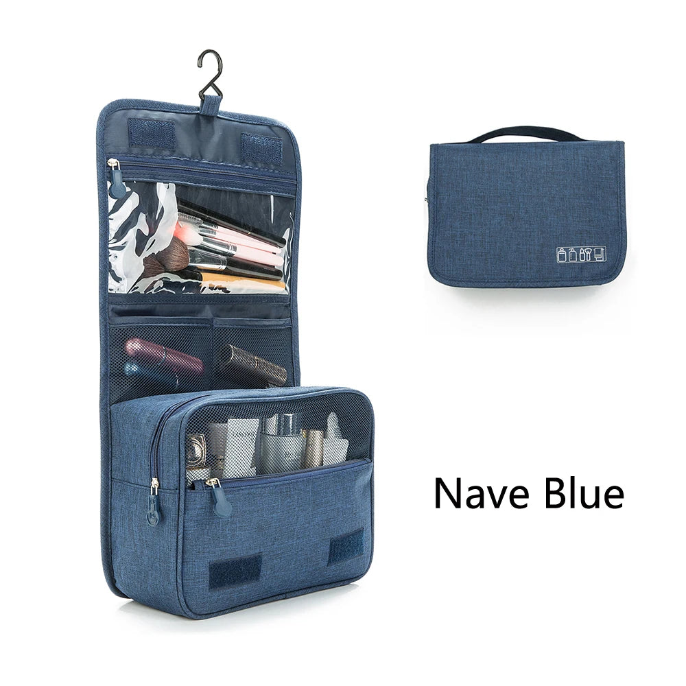 Portable Travel Cosmetic Bag Large Capacity Waterproof Toiletry Bag with Hanging Hook for Men and Women Bathroom Storage Bag