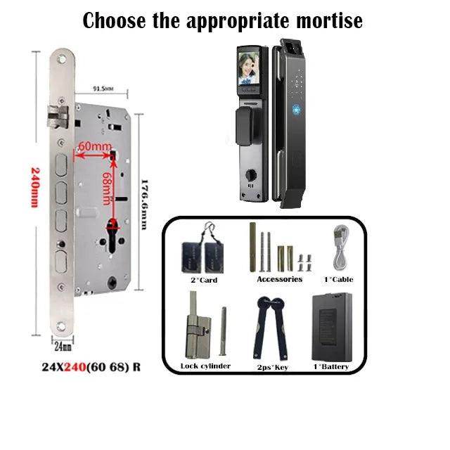 3D Face Recognition Door Lock | Video, Tuya/Wishome App, IP66, NFC - P12 Hub Europe