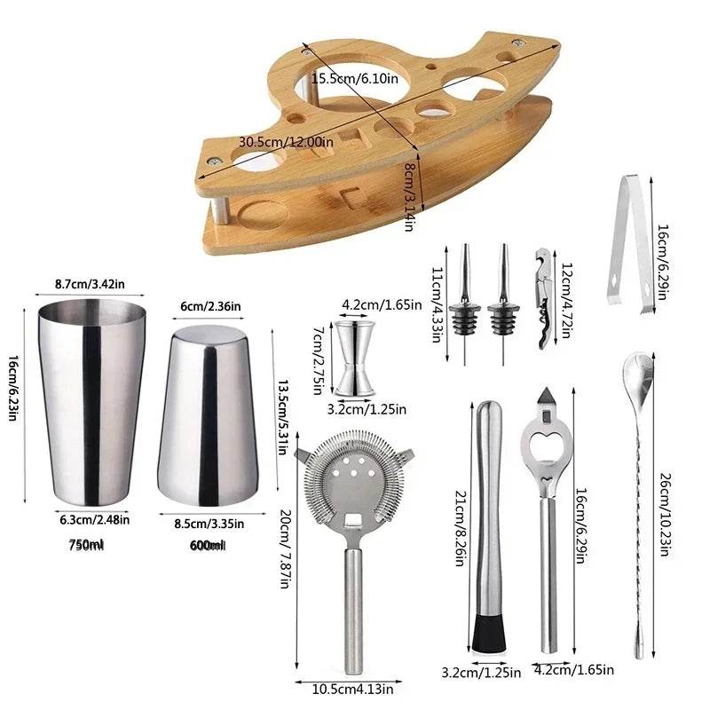 UPORS Stainless Steel Cocktail Shaker Mixer Wine Martini Boston Shaker For Bartender Drink Party Bar Tools 550ML/750ML - P12 Hub Europe