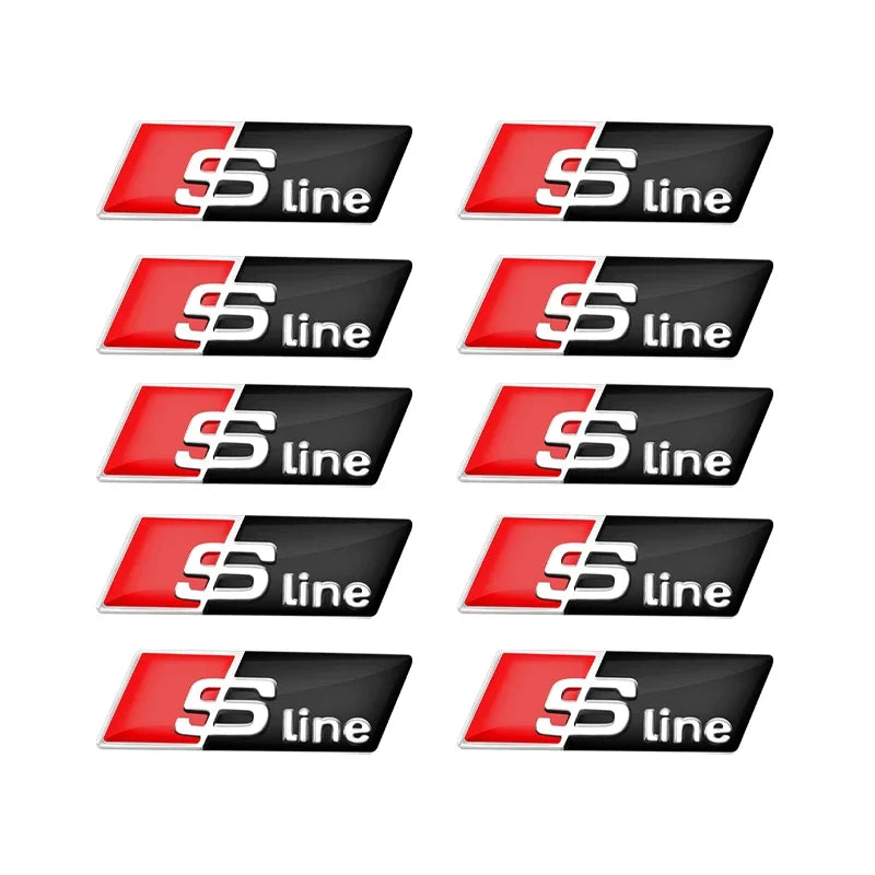 2/5/10pcs 3D Aluminium Alloy Steering Wheel Badge Emblem 3D Steering Wheel Sticker Car Sticker For Audi Sline RS Car Accessories