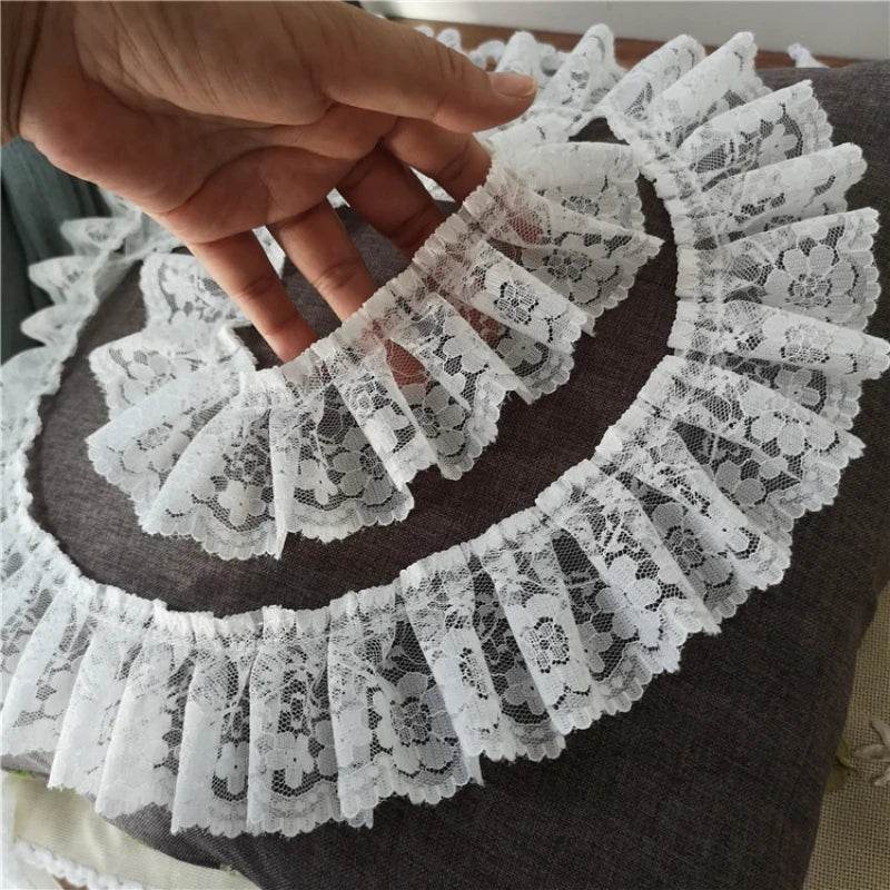 5.5CM Wide HOT Embroidery White Black 3D Flower Lace FabricTrim Ribbon DIY Sewing Applique Collar Dress Wedding Guipure Decor - P12 Hub Europe