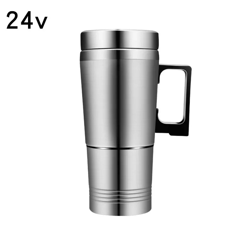 12V 24V Car Electric Heating Cup Travel Kettle Stainless Steel Camping Travel Coffee Milk Thermal Mug Warmer Cup 300/750/1200ML