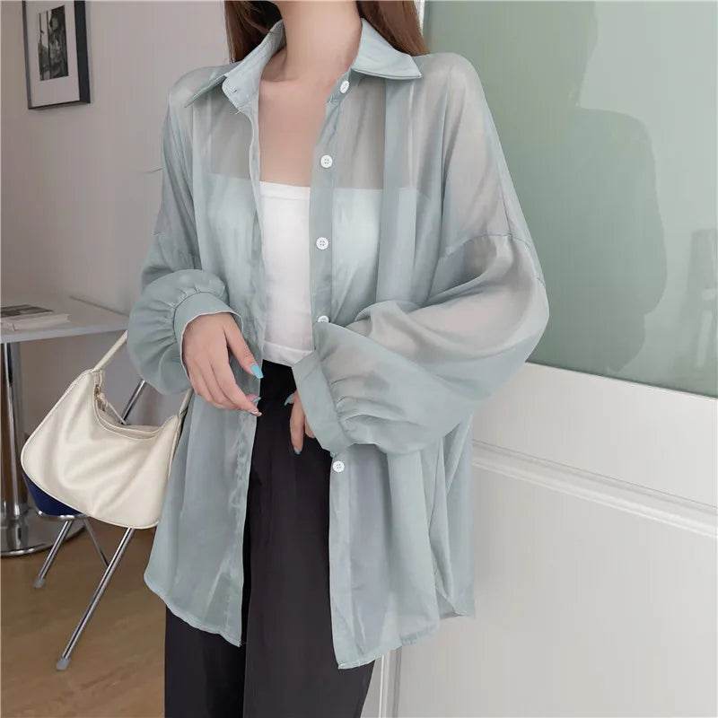 Semi Sheer Button Down Shirt - P12 Hub Europe