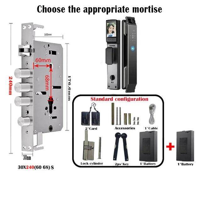 3D Face Recognition Door Lock | Video, Tuya/Wishome App, IP66, NFC - P12 Hub Europe