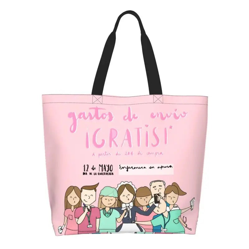 Cartoon Doctor Nurse Enfermera En Apuros Grocery Bags Large Capacity Aesthetic Merch For Woman Street Shoulder Bag