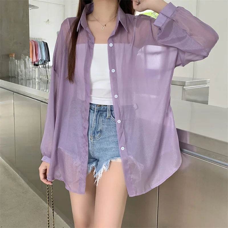 Semi Sheer Button Down Shirt - P12 Hub Europe