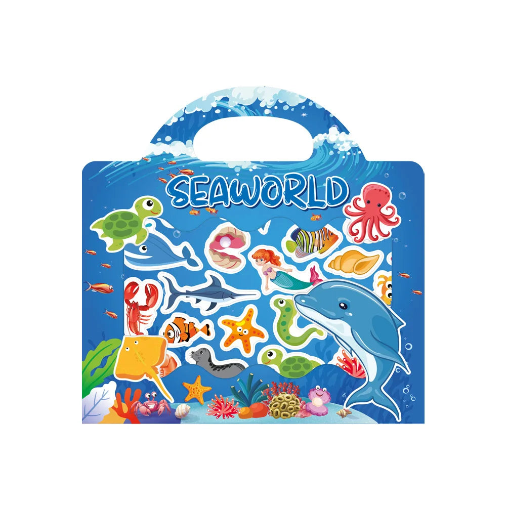 New Children Reusable Scene Cute Stickers DIY Puzzle Sticker Games Books Cartoon Animal Learning Cognition Toys For Kids Gift