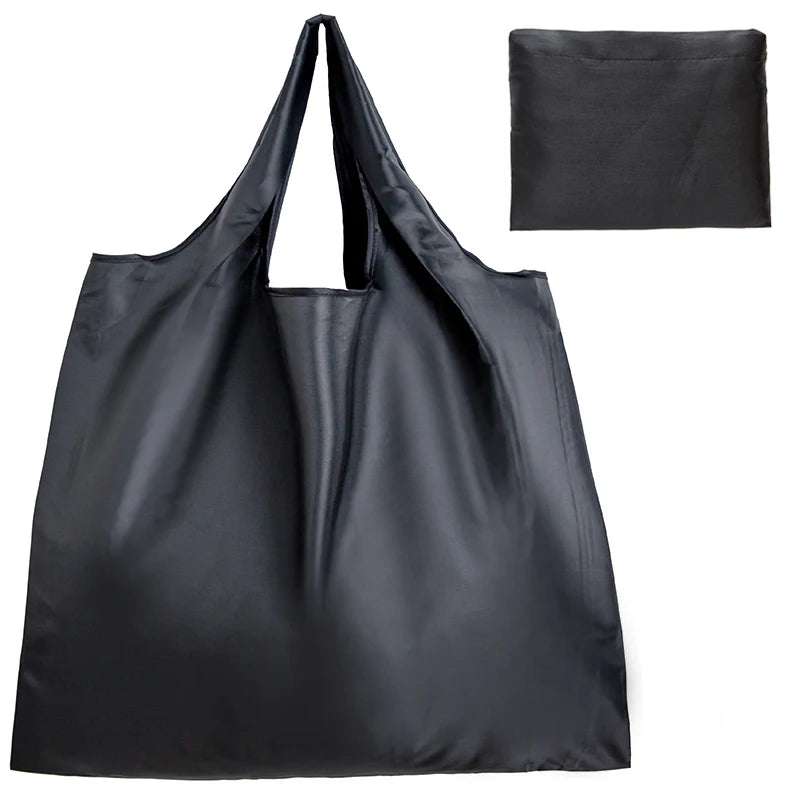 Big Size Thick Nylon Large Tote ECO Reusable Polyester Portable Shoulder Women's Handbags Folding Pouch Shopping Bag Foldable