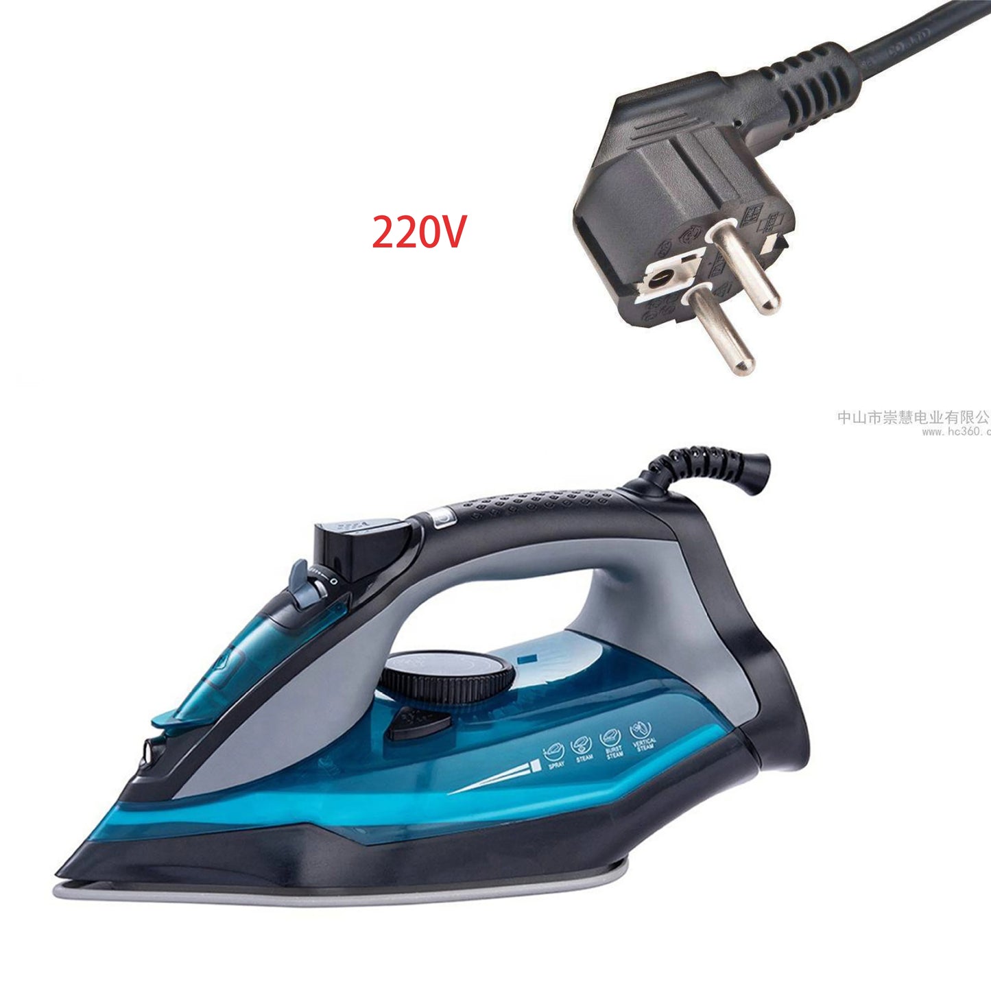Steam Iron for Clothes Rapid Heating, 2200W Iron with Non-Stick Ceramic Soleplate, Auto-Off, Burst of Steam, Self-Cleaning