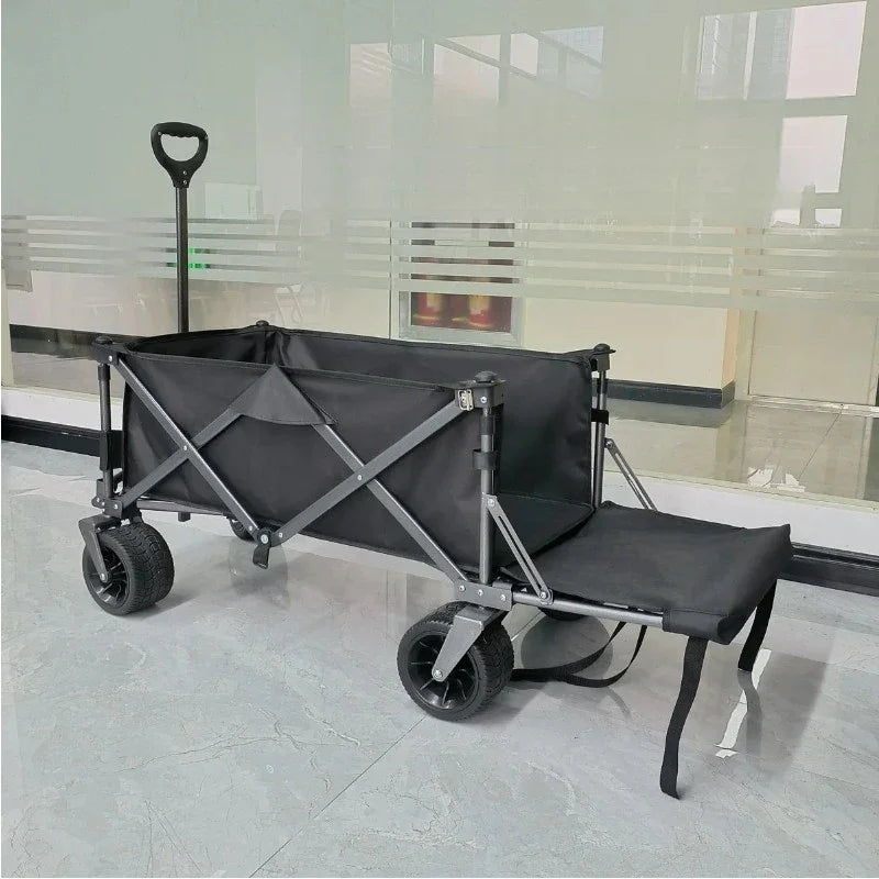 Portable Outdoor Cart, Heavy-Duty Folding Trolley, Smooth Bearing Design, Picnic Wagon, Convenient Folding Storage