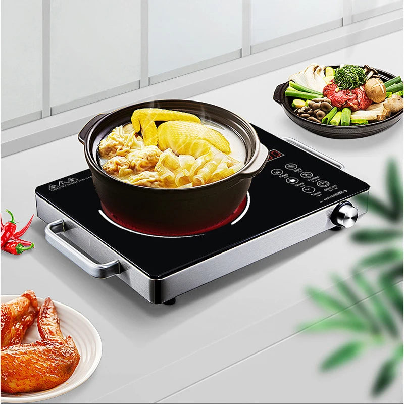 Electric Induction Cooker Black Microcrystalline Panel Induction Cooker Electric Heater Household Hot Pot 3500W High Power