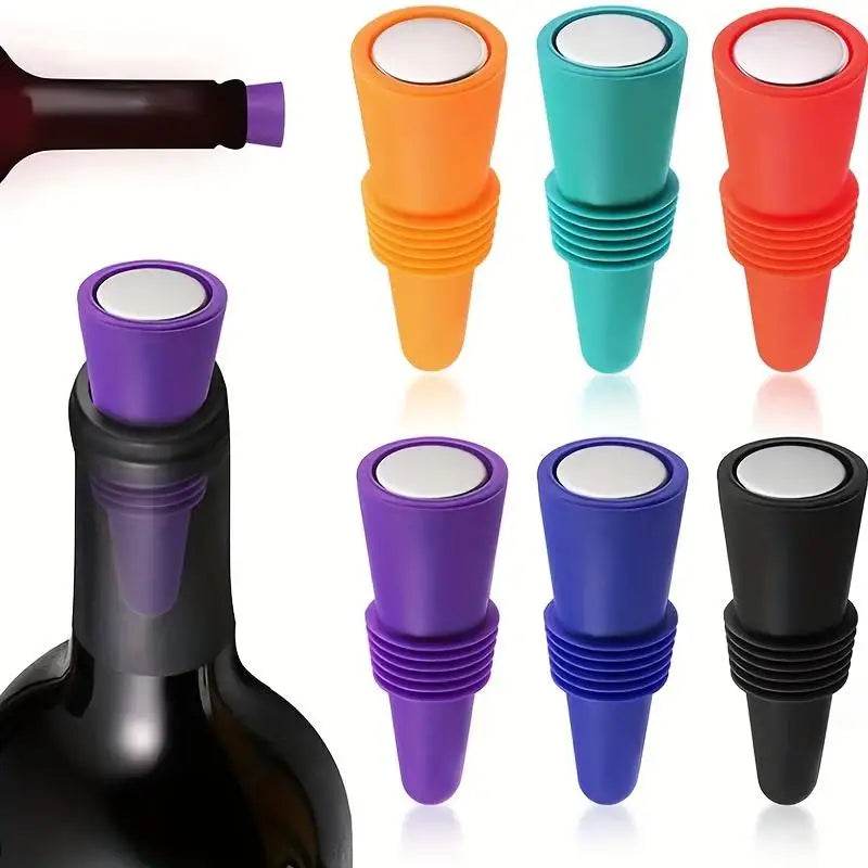 New 6/2/1PC Silicone Wine Bottle Stopper Set Whiskey Leak Proof Beer Champagne Bottle Cap Closer Wine Cork Lid Bar Accessories - P12 Hub Europe