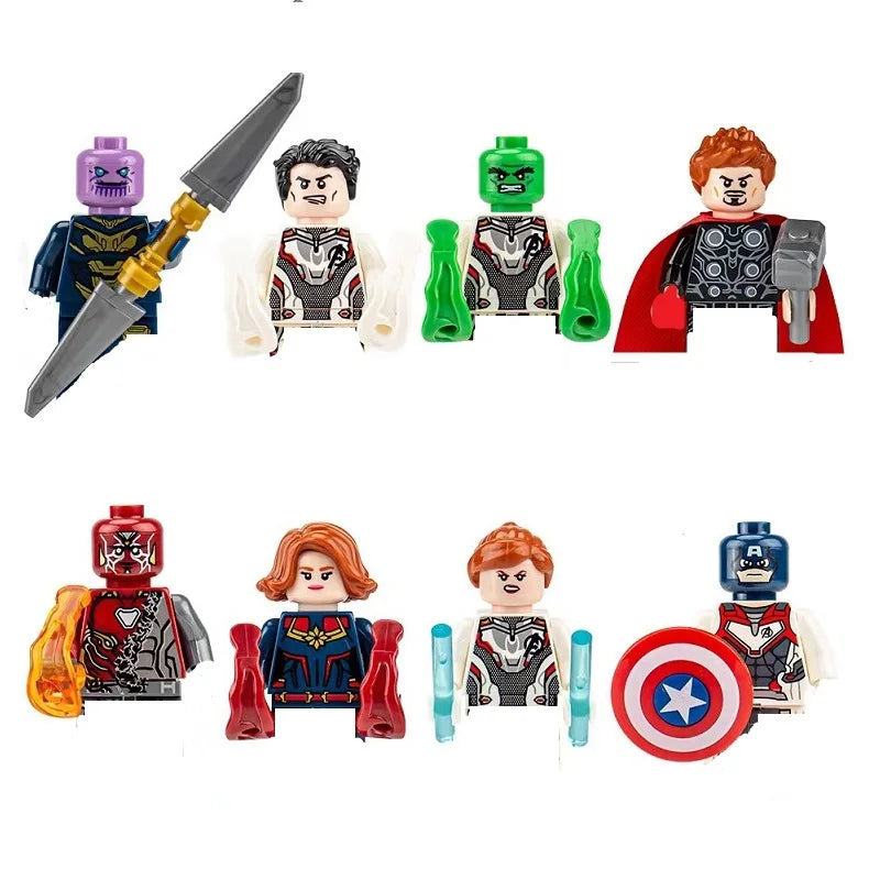 8-30 pieces of Marvel superhero Spider Man, Iron Man, Thanos mini assembled building blocks, DIY toys, children's birthday gifts