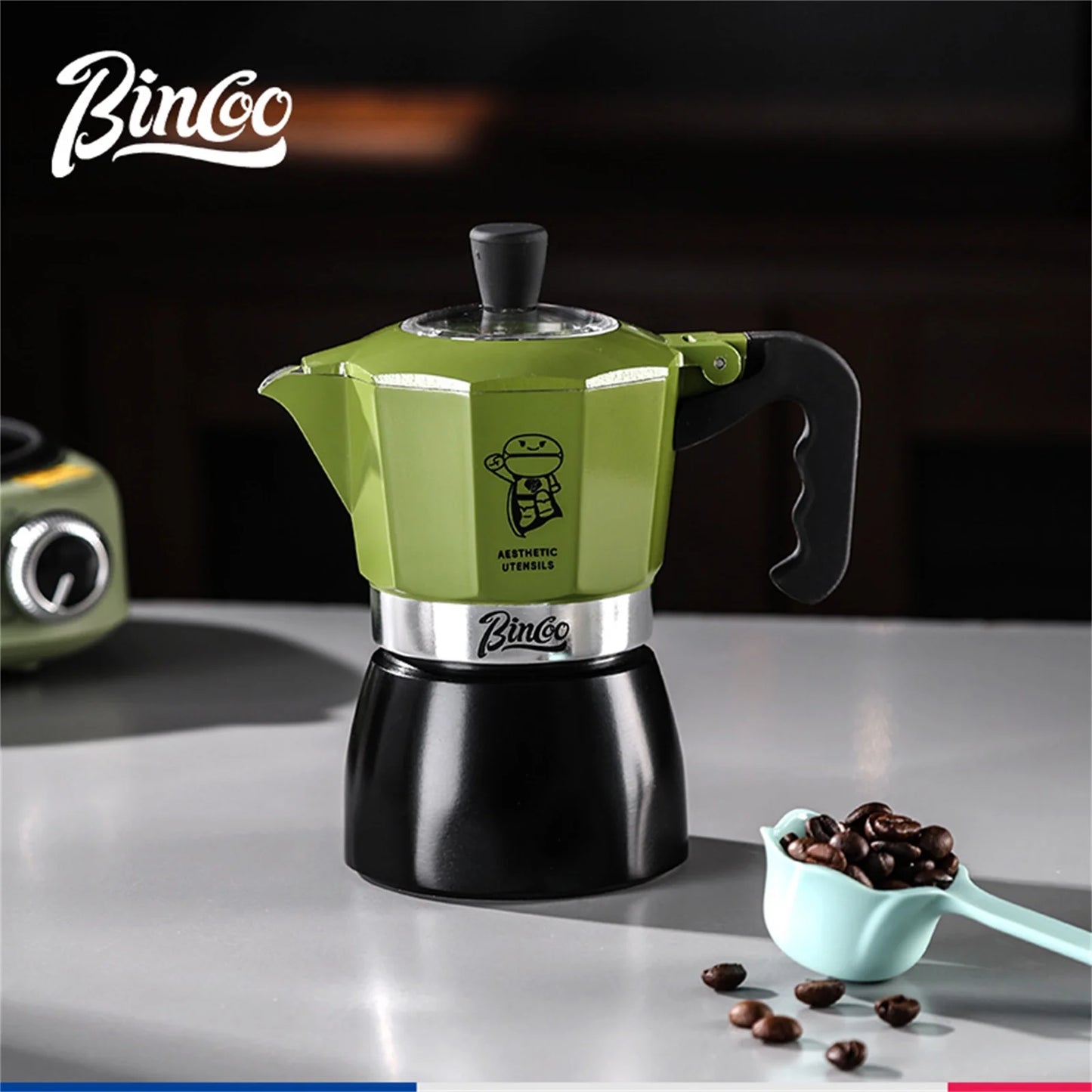 Bincoo Double-valve Moka Pot Set Electric Stove Pot Household Italian Espresso Machine Coffee Mocha Pot Barista Accessories 220V
