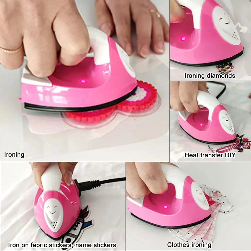 DIY Handheld Mini Iron Portable Electric Mini Heat Press Machine Versatile Rapid Heating-Up for Hot Drilling Name Cloth Stickers