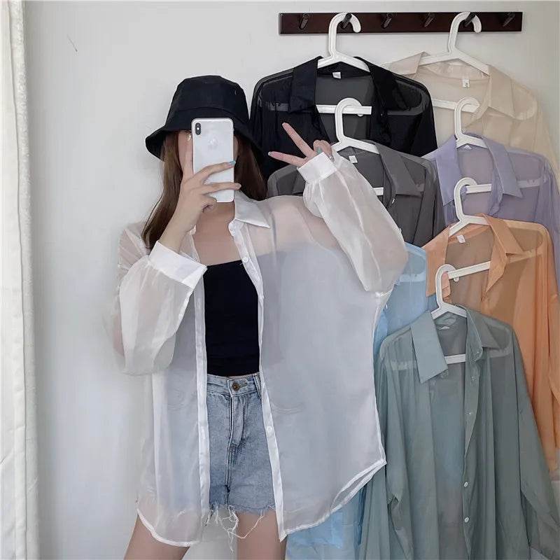Semi Sheer Button Down Shirt - P12 Hub Europe
