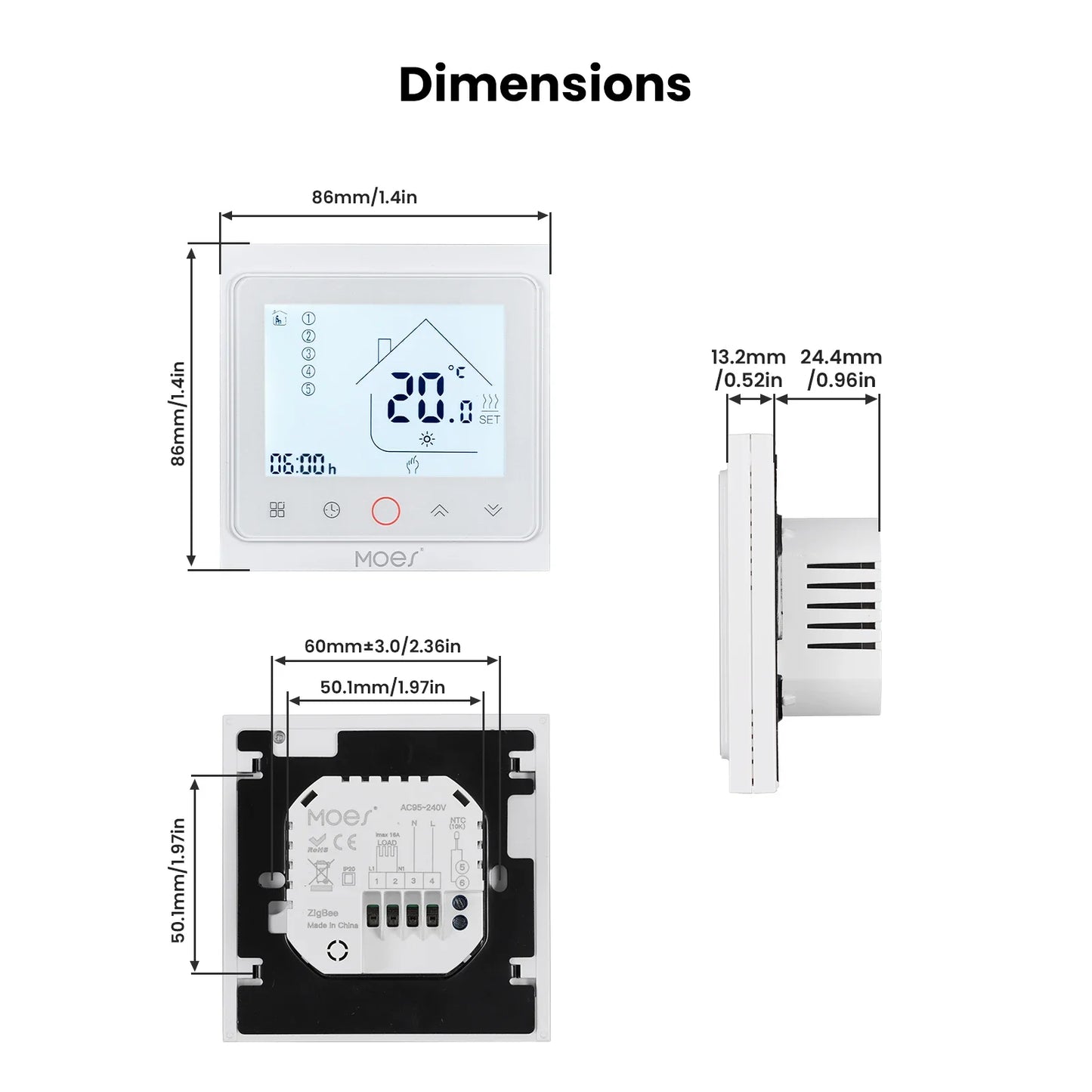 MOES Tuya ZigBee Smart Thermostat Room Temperature Control Water/Electric Floor Heating Gas Boiler Work With Alexa Google Home